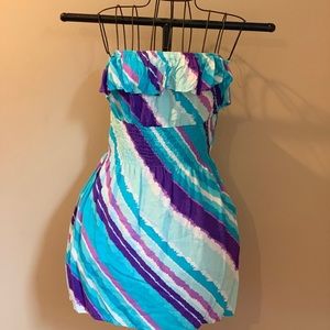 Blue and purple dress.